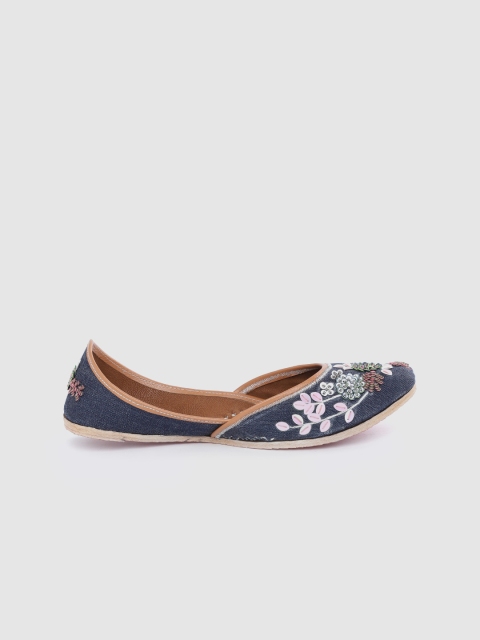 

Anouk Women Navy Blue Handmade Embellished Mojaris