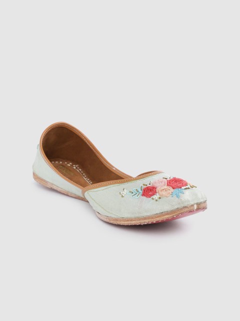 

Anouk Women Green Handmade Embellished Mojaris