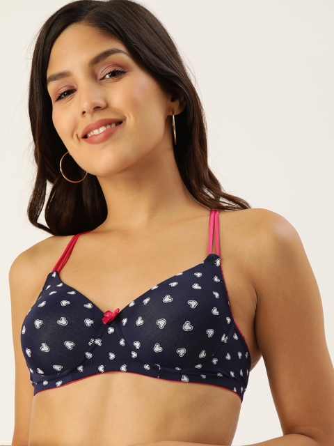 

DressBerry Navy Blue & White Printed Non-Wired Lightly Padded Bra DB-HLTN-BRA-010CN