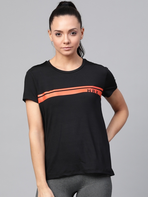 

Hrx By Hrithik Roshan Women Jet Black Printed Rapid-Dry Running Tshirt