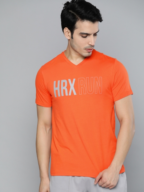 

HRX by Hrithik Roshan Men Orange Solid Lycra Running T-shirt