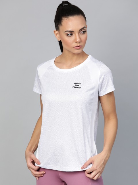 

Hrx By Hrithik Roshan Women Brilliant White Printed Racket Sports Rapid-Dry Tshirts