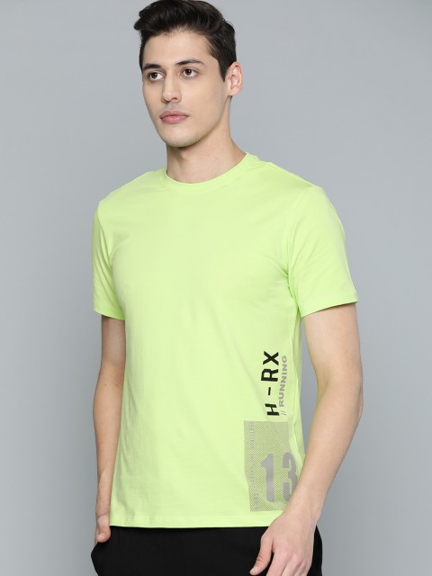 

HRX by Hrithik Roshan Men Sap Green Solid Running Tshirts, Fluorescent green