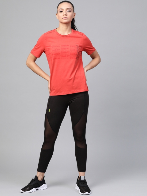 

Hrx By Hrithik Roshan Women Aurora Red Printed Lycra Training Tshirts, Rust