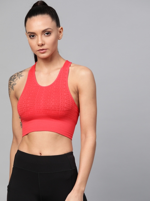 

HRX by Hrithik Roshan Aurora Red Solid Medium Support Seamless Rapid-Dry Training Sports Bra