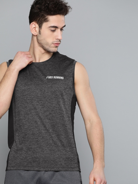 

HRX by Hrithik Roshan Anthra Melange Rapid-Dry N9 Antimicrobial Technology Running T-shirt, Charcoal