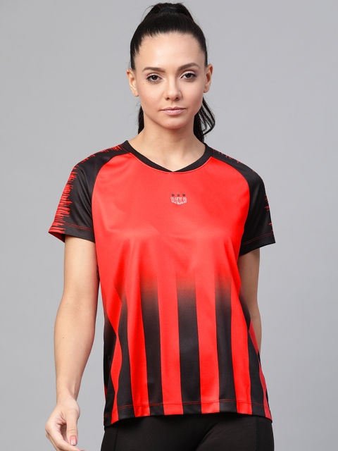 

Hrx By Hrithik Roshan Women Aurora Red Printed Rapid-Dry Football T-shirt