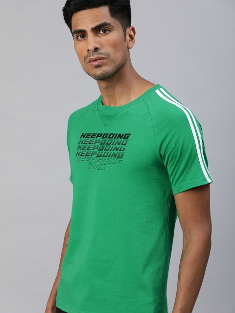 

Hrx By Hrithik Roshan Men Green Printed Tie & Dye Lifestyle T-shirt