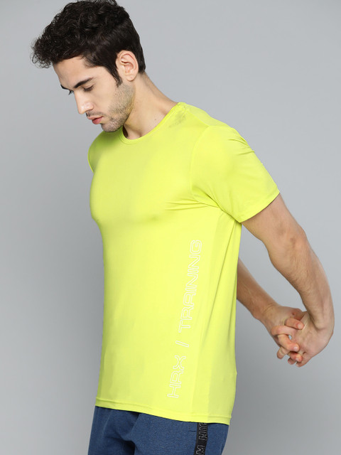 

HRX by Hrithik Roshan Fluorescent Green Solid Rapid-Dry N9 Technology Training T-shirt
