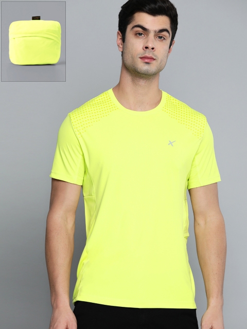 

HRX By Hrithik Roshan Men Wild Lime Solid Packable With Earphone Loop Outdoor Tshirts, Fluorescent green