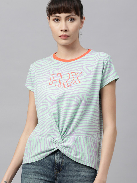 

Hrx By Hrithik Roshan Women Mist Green Printed Lycra Lifestyle Tshirts, Sea green
