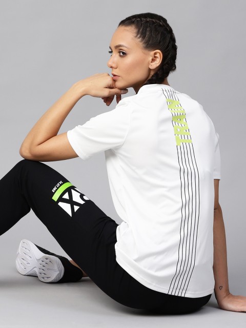 

Hrx By Hrithik Roshan Women Brilliant White Solid Rapid-Dry N9 Antimicrobial Technology Training Tshirts