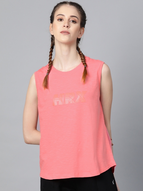 

HRX By Hrithik Roshan Women Salmon Rose Printed Bio-Wash Lifestyle T-shirt, Pink
