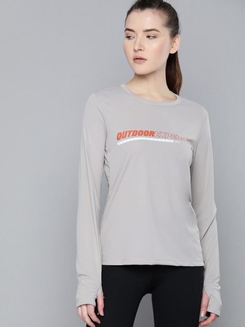 

HRX by Hrithik Roshan Women Wet Weather Solid Outdoor T-shirt, Grey