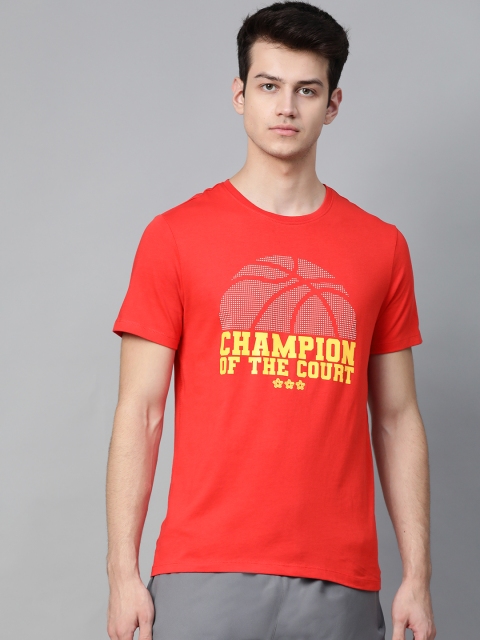 

Hrx By Hrithik Roshan Men Aurora Red Printed Bio-Wash Basketball Tshirts