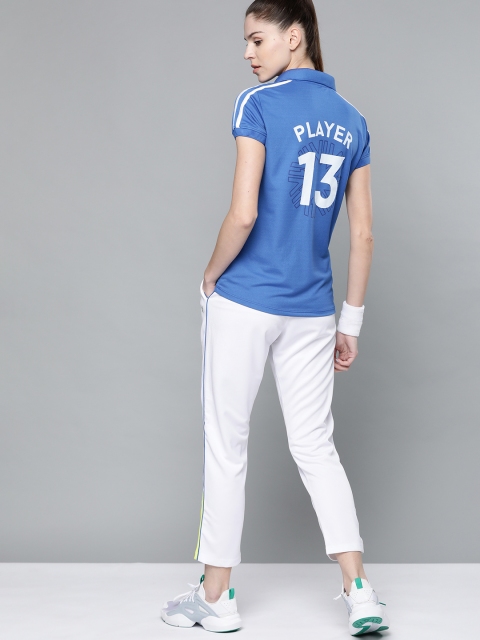 

Hrx By Hrithik Roshan Women Blue Printed Rapid Dry Cricket T-shirt