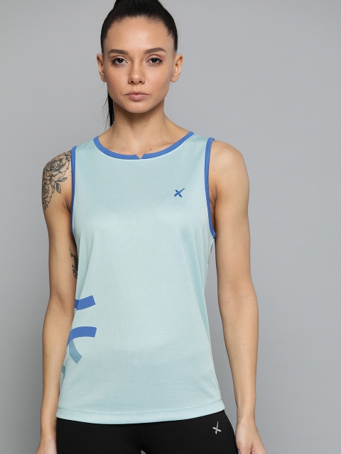 

HRX By Hrithik Roshan Women Crystal Blue Printed Rapid-Dry Racket Sports TankTop