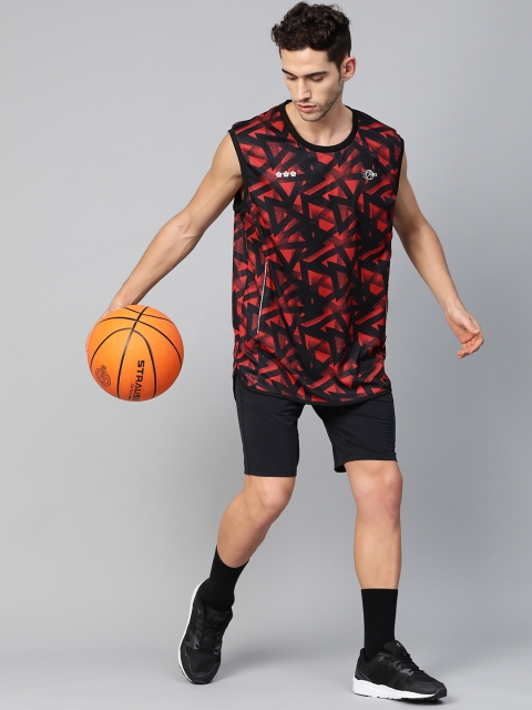 

Hrx By Hrithik Roshan Men Aurora Red Printed Rapid-Dry Basketball T-shirt