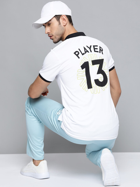 

Hrx By Hrithik Roshan Men Brilliant White Back Printed Rapid Dry Polo Cricket T-shirt