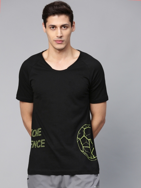 

HRX By Hrithik Roshan Men Jet Black Printed Bio-Wash Football T-shirt
