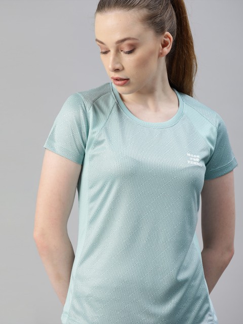 

Hrx By Hrithik Roshan Women Crystal Blue Printed Racket Sports Rapid-Dry Tshirts