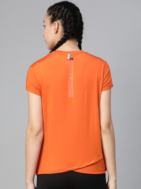 

HRX by Hrithik Roshan Women Orange Rapid Dry Solid Round Neck Running T-shirt