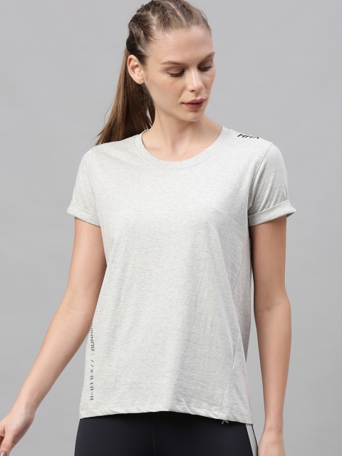 

HRX by Hrithik Roshan Women Grey Melange Solid Round Neck Running T-shirt