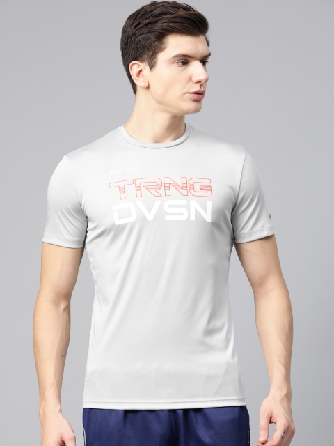 

HRX By Hrithik Roshan Men Vapour Blue Printed Rapid-Dry N9 Antimicrobial Training T-shirt, Grey