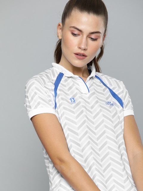

HRX by Hrithik Roshan Women Brilliant White Printed Rapid-Dry Polo Cricket T-shirt