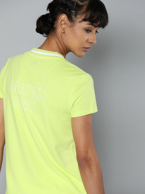 

Hrx By Hrithik Roshan Women Wild Lime Solid Bio-Wash Cricket Tshirts, Yellow