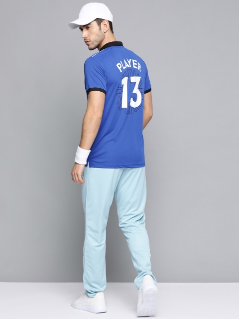

Hrx By Hrithik Roshan Men Turkish Sea Printed Rapid Dry Polo Cricket Tshirts, Blue