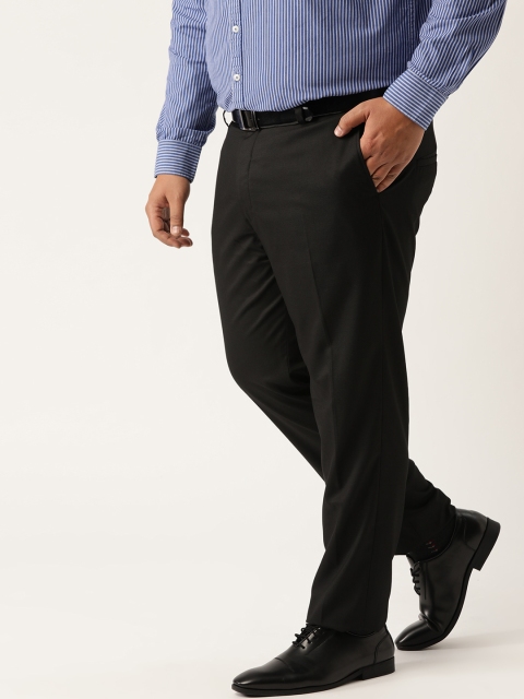 

Sztori Plus Size Men Black Regular Fit Solid Formal Trousers