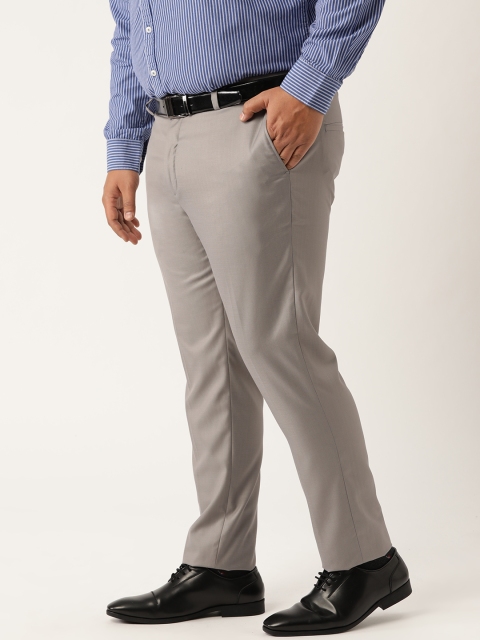 

Sztori Plus Size Men Grey Regular Fit Solid Formal Trousers