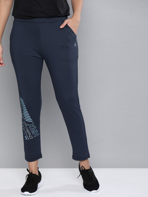 

HRX by Hrithik Roshan Women Blue & Grey Printed Track Pants