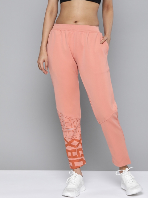 

HRX by Hrithik Roshan Women Rose Dawn Solid Slim Fit Rapid-Dry Training Joggers, Peach