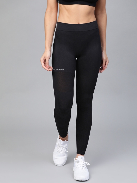 

HRX by Hrithik Roshan Women Jet Black Solid Rapid-Dry, N9 Antimicrobial, Seamless Running Tights