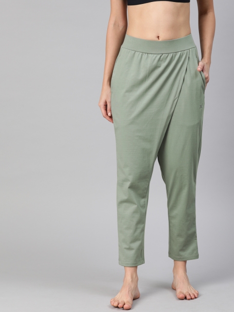 

HRX by Hrithik Roshan Women Olive Green Solid Straight Fit Lycra Yoga Track Pants