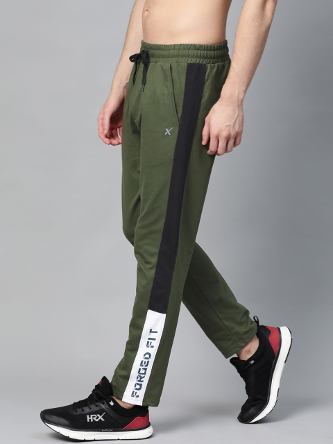 

HRX by Hrithik Roshan Men Medieval Blue Colorblock Slim fit Training Track Pants, Olive