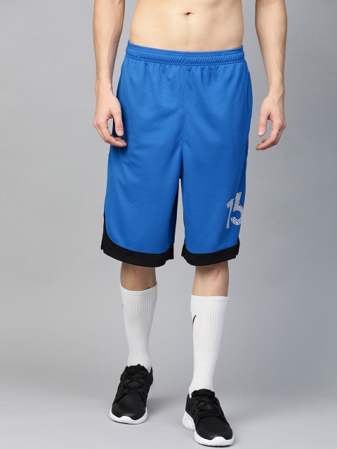 

HRX by Hrithik Roshan Men Blue & Black Solid Regular Fit Rapid-Dry Basketball Shorts