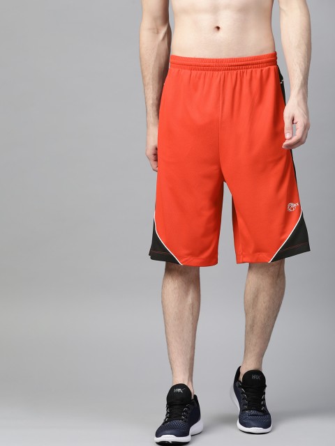 

HRX by Hrithik Roshan Men Aurora Red Colourblock Regular Fit Rapid Dry Basketball Shorts
