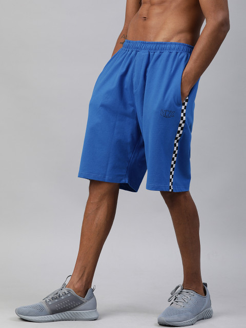 

HRX by Hrithik Roshan Men Strong Blue Solid Slim Fit Bio-Wash Lycra Lifestyle Shorts