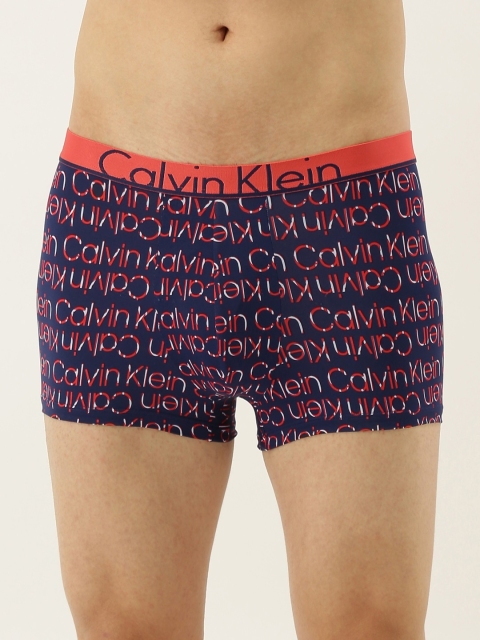 

Calvin Klein Underwear Men Navy Blue & Red Printed Low-Rise Trunk NU86338WQ