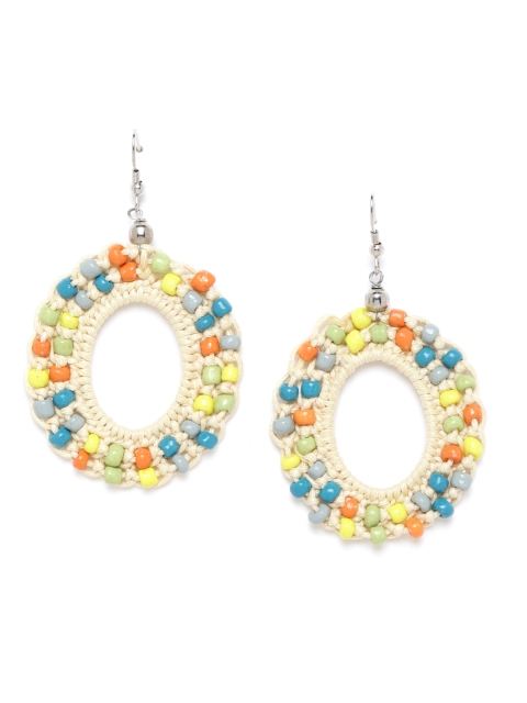

RICHEERA Multicoloured Beaded Crochet Oval Drop Earrings, Multi