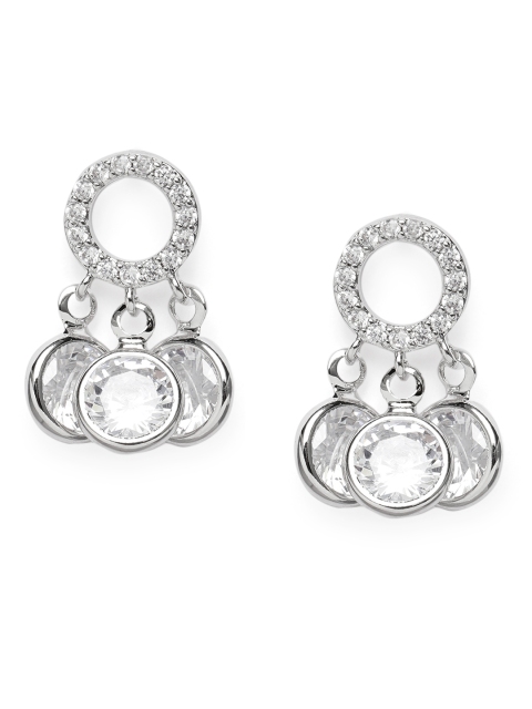 

Amavi Silver-Toned Rhodium Plated Circular Drop Earrings