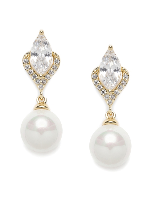 

Amavi Gold-Toned & White Spherical Drop Earrings