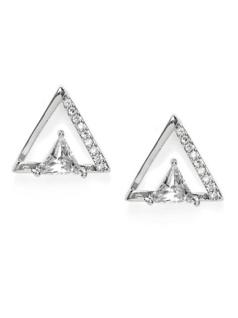 

Amavi Silver-Toned Rhodium Plated Triangular Studs