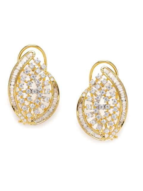 

Amavi Gold-Toned & White Paisley Shaped Oversized Studs