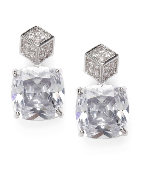 

Amavi Silver-Toned Rhodium Plated Square Studs