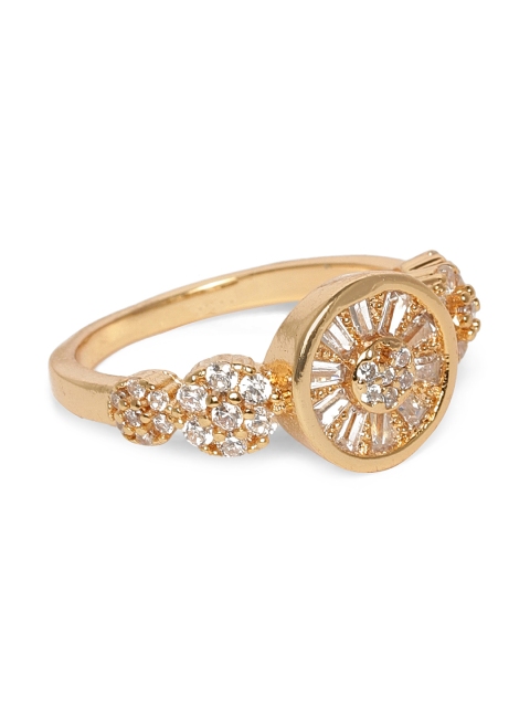 

Amavi Gold-Toned Crystal Studded Finger Ring