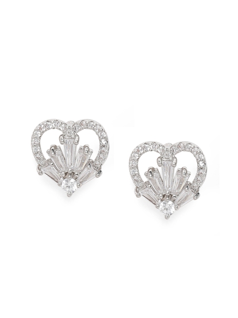 

Amavi Silver-Toned Heart Shaped Studs